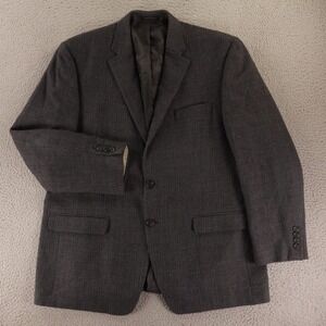 Chaps Jacket 46R XL Gray Houndstooth Check 100% Wool Blazer Tweed